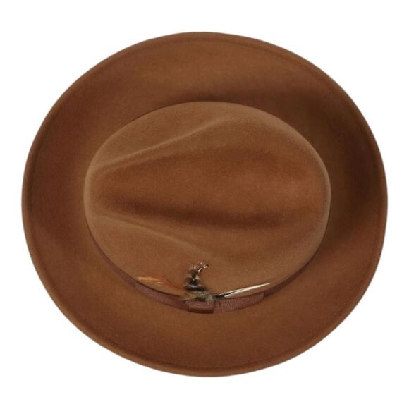 MEN'S MONTIQUE 2" SNAP BRIM CRUSHABLE 100% WOOL FELT FEDORA HAT. H10 SADDLE. - Picture 3 of 6